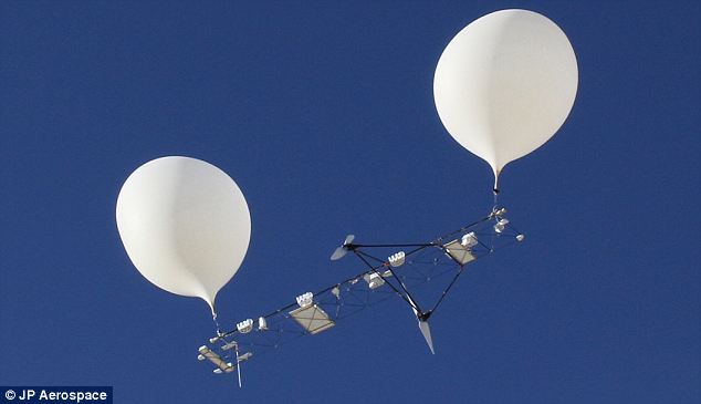 A carbon-fibre truss joins two balloons