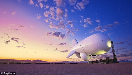The blimp endured several successful tests in the Utah desert. The next stop is Aberdeen Proving Ground in Maryland, outside Washington, DC. Photo: Raytheon/Daily Mail