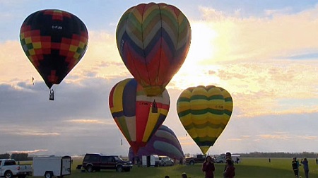 Dozens of balloons were launched from High River on the weekend to compete for the Canadian Championship. Photo: CTV News 