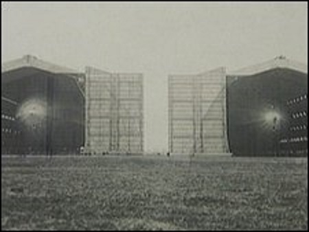 The Cardington hangars were used to house airships.