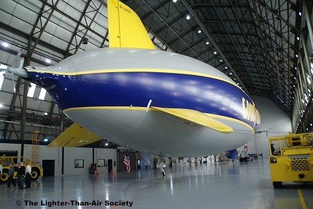 Stern of the blimp. Note the three-fin design.