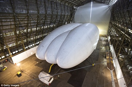 The unusual craft could be used for surveillance, staying airborne for three weeks at a time. Source: Daily Mail UK