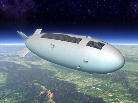 An artist's rendering of a stratospheric airship in flight.  Image: Keck Institute for Space Studies/Eagre Interactive 