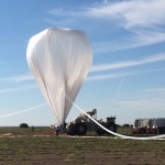 A NASA high-altitude balloon is inflated with helium