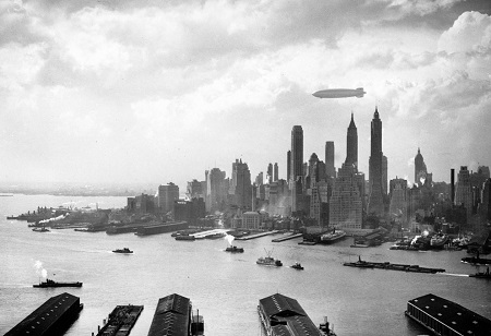 The Hindenburg floats over Manhattan Island in New York City on May 6, 1937, just hours from disaster in nearby New Jersey. Photo: Courtesy AP