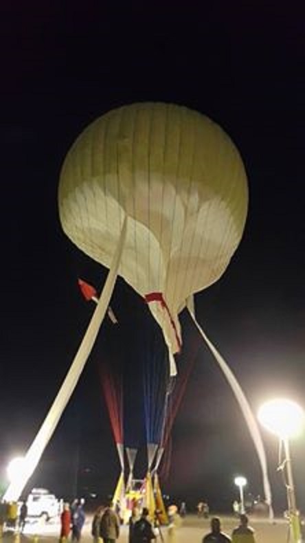 The Two Eagles balloon before liftoff in Saga, Japan.  Photo courtesy of Leonid Tiukhtyaev) 