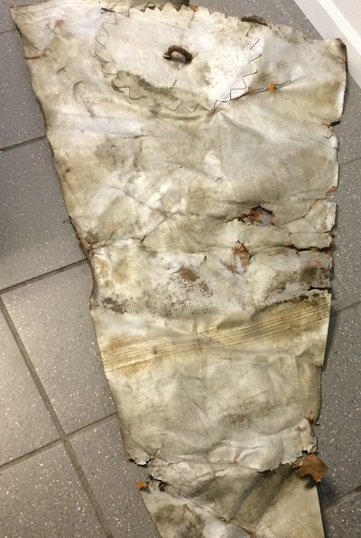 Piece offabric, probably from a 1940's Navy blimp. Photo courtesy Christian Gruling