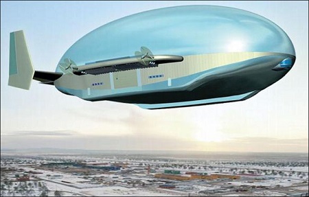 The Defen2e Ministry has already said it plans to use the 130 m (426.5 ft) long Atlant, which mixes together technology from planes, helicopters, hovercraft and airships.  Picture: Augur RosAeroSystems 