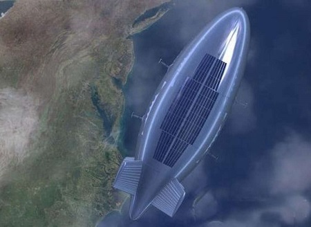 Yuanmeng This concept art shows China's 18,000 cubic meter Yuanmeng airship 20km above the ground (and for some reason, off the coast of the Mid Atlantic U.S.). One of the highest flying airships, the Yuanmeng can provide wide area surveillance and communications capability. Image:  cannews.com 