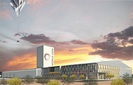An artist's depiction of Spaceport Tucson, which will host balloon launches for space tourists riding on World View flights. Credit: World View Enterprises, Inc.