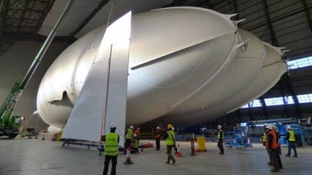 Hybrid Air Vehicles is building its Airlander 10 ship, filled with inert helium rather than R101's explosive hydrogen, in Hangar 1. Hangar 2 continues to be used as a film set and sound stage. Image courtesy of BBC/Hybrid Air Vehicles