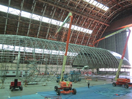 Aeroshell frame under envelope during construction (2012) . Image courtesy of Aeroscraft Corp. 
