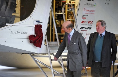 The Duke of Kent unveils the name of the Airlander. Source: Bedford Times & Citizen.