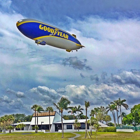 Wingfoot One's Wednesday over the Welcome Center. Photo: Goodyear Blimp/Facebook