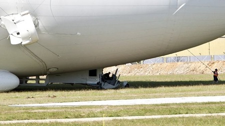 The £25m plane understood to have sustained damage to its cockpit. Image: BBC/South Beds News Agency.