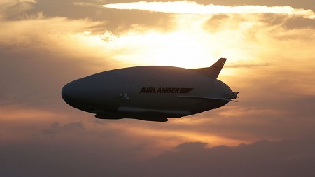 The Airlander 10 in flight, after taking off from Cardington airfield in Bedfordshire, Aug. 17, 2016